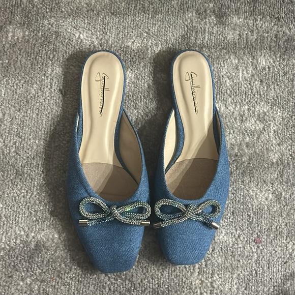NEW Anthropologie Guilhermina DENIM Ballet Flat Mules Size 7 Store Display - Picture 5 of 6
